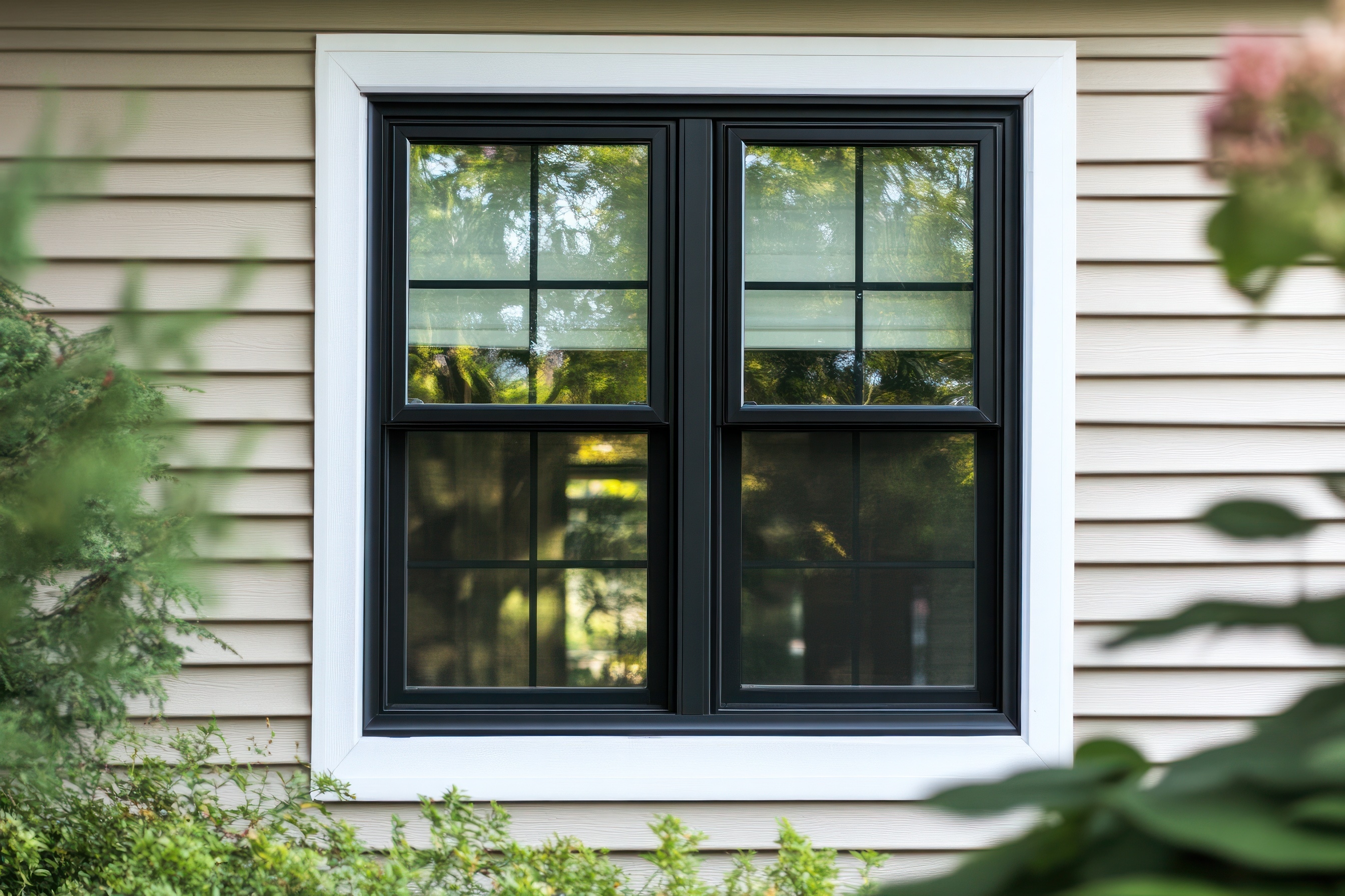 Black Windows on Home Exterior